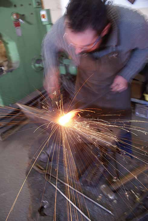 311edLives2 Adam Greenwell starts the process of creating a ram's-head fire companion set from a square-section piece of mild steel