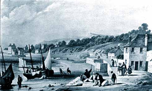 811EdLyme1 The Walk, looking fashionable about 1833, with well-dressed visitors actually on the path, and contrasting with less smart locals. Courtesy Lyme Regis Philpot Museum