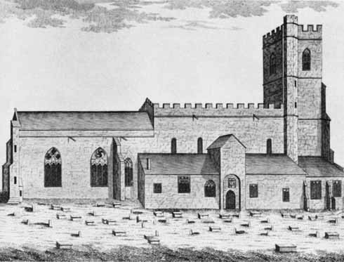 This illustration of Lady St Mary Church in Wareham, which appeared in the first edition of the History, shows it before the destruction of the nave in 1841