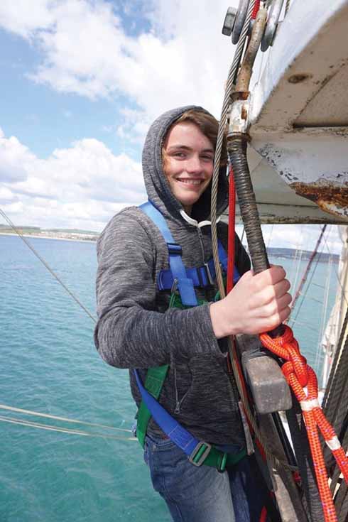 A pupil from Wey Valley School in Weymouth who was part of a DCF mentoring project that saw a group of mentees take part in a two day tall ship sailing trip.
