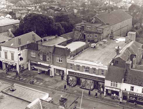 This 1960 view, taken from the top of the former United Reform Church in Millhams Street, shows the Regent’s place in the High Street and the auditorium stretching out behind