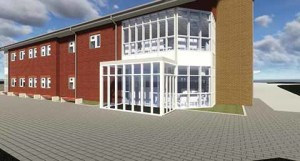 Computer generated image showing how the new unit will look from the hospital