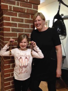 Ruby Cox with her mum, Angela Ingram, and the hair she gave to the Little Princess Trust, which makes children’s wigs from donated hair. The hair stylist Celeste Ealson also donated her fee to the Cancer Appeal and when all the money had been collected, Ruby was able to present a cheque for £1150.