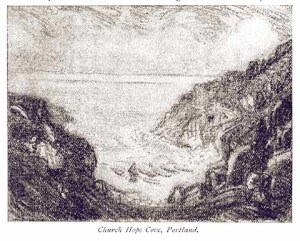 The Joseph Pennell illustration of 'Church Hope' Cove is, despite Treves's unusually poetic words, rather bleaker than Clive's cheerful rendering