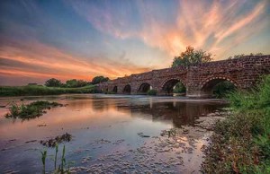 After sunset at White Mill Bridge, Sturminster Marshall